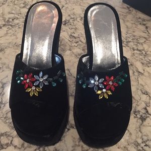 Giuseppe Zanotti Black Velvet Wedge Shoe